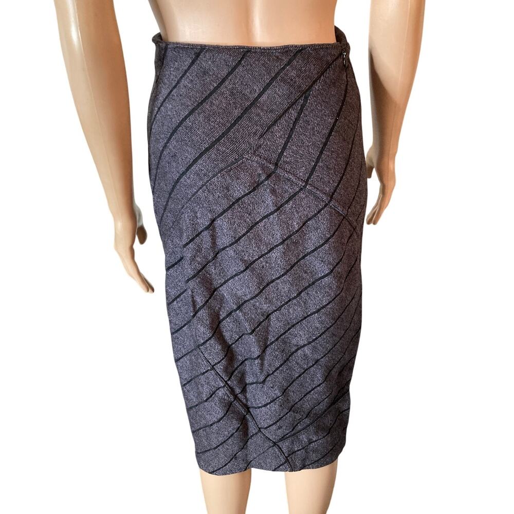 VTG 80S Azzedine ALAIA Hi Waisted Striped Wool Blend Skirt Naomi Campbell - Picture 13 of 16